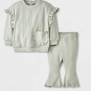 Grayson Mini Baby Girls' Mint Ruffle Pullover Set - Green Size 0-3 months New